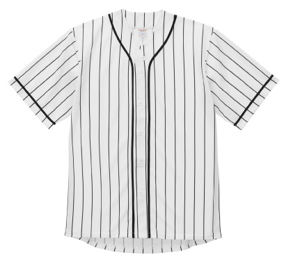 ベースボールシャツ　ホワイト・ブラックストライプ